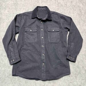 J Galt Heavy Denim Shirt‎ Jacket Corduroy Collar Button Up Mens Small